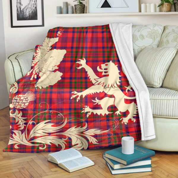 Murray of Tulloch Modern Clan Blanket, Scottish Tartan Murray of Tulloch Modern Clans Blanket Thistle Map Style - Image 5