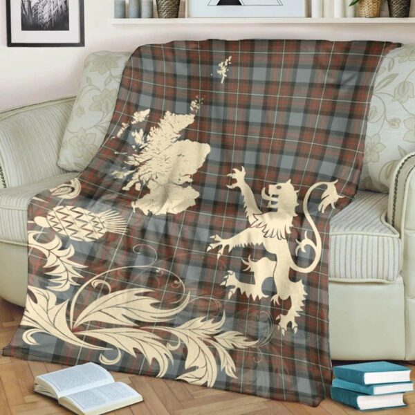 Fergusson Weathered Clan Blanket, Scottish Tartan Fergusson Weathered Clans Blanket Thistle Map Style - Image 4