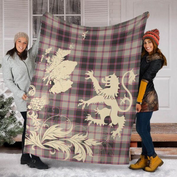 MacPherson Hunting Ancient Clan Blanket, Scottish Tartan MacPherson Hunting Ancient Clans Blanket Thistle Map Style - Image 2