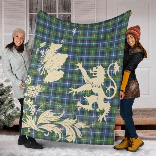 MacNeil of Colonsay Modern Clan Blanket, Scottish Tartan MacNeil of Colonsay Modern Clans Blanket Thistle Map Style - Image 2