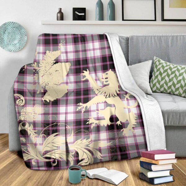 MacPherson Hunting Modern Clan Blanket, Scottish Tartan MacPherson Hunting Modern Clans Blanket Thistle Map Style - Image 3