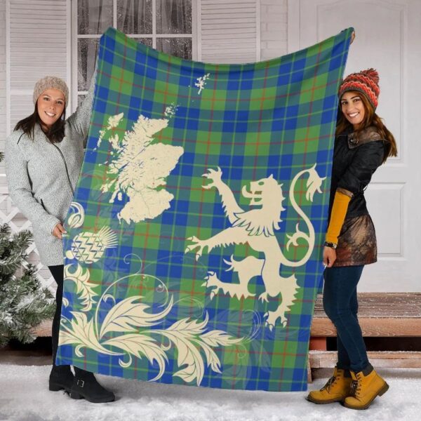 Barclay Hunting Ancient Clan Blanket, Scottish Tartan Barclay Hunting Ancient Clans Blanket Thistle Map Style - Image 2