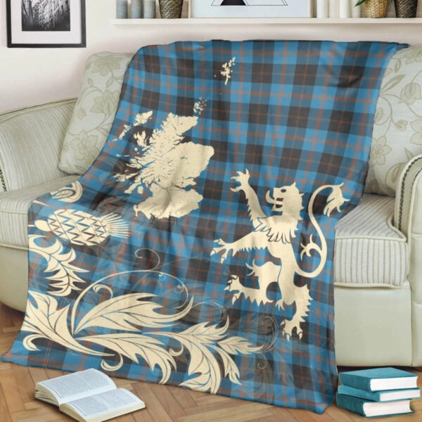 Angus Ancient Clan Blanket, Scottish Tartan Angus Ancient Clans Blanket Thistle Map Style - Image 4