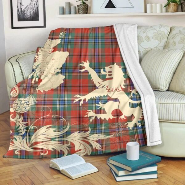 MacLean of Duart Ancient Clan Blanket, Scottish Tartan MacLean of Duart Ancient Clans Blanket Thistle Map Style - Image 5