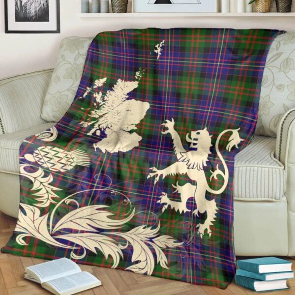 Cameron of Erracht Modern Clan Blanket, Scottish Tartan Cameron of Erracht Modern Clans Blanket Thistle Map Style - Image 4