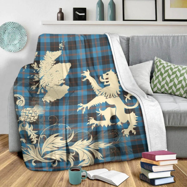 Angus Ancient Clan Blanket, Scottish Tartan Angus Ancient Clans Blanket Thistle Map Style - Image 3