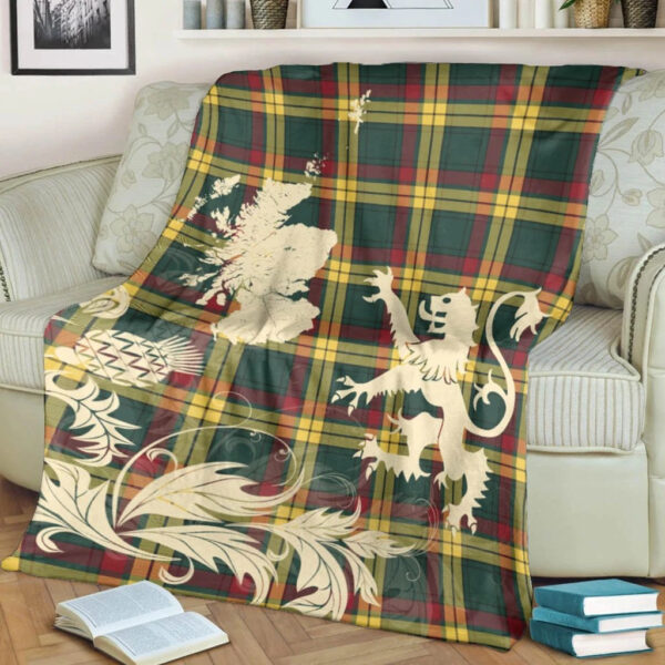 MacMillan Old Modern Clan Blanket, Scottish Tartan MacMillan Old Modern Clans Blanket Thistle Map Style - Image 4