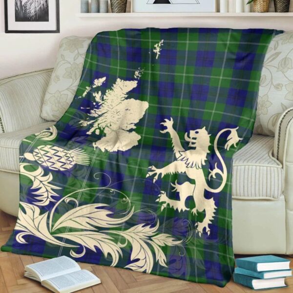 Oliphant Modern Clan Blanket, Scottish Tartan Oliphant Modern Clans Blanket Thistle Map Style - Image 4