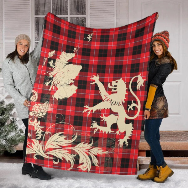 Cunningham Modern Clan Blanket, Scottish Tartan Cunningham Modern Clans Blanket Thistle Map Style - Image 2