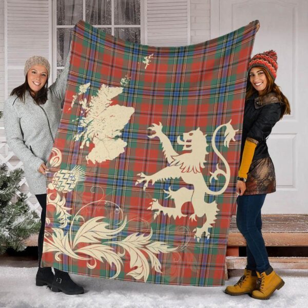 MacLean of Duart Ancient Clan Blanket, Scottish Tartan MacLean of Duart Ancient Clans Blanket Thistle Map Style - Image 2