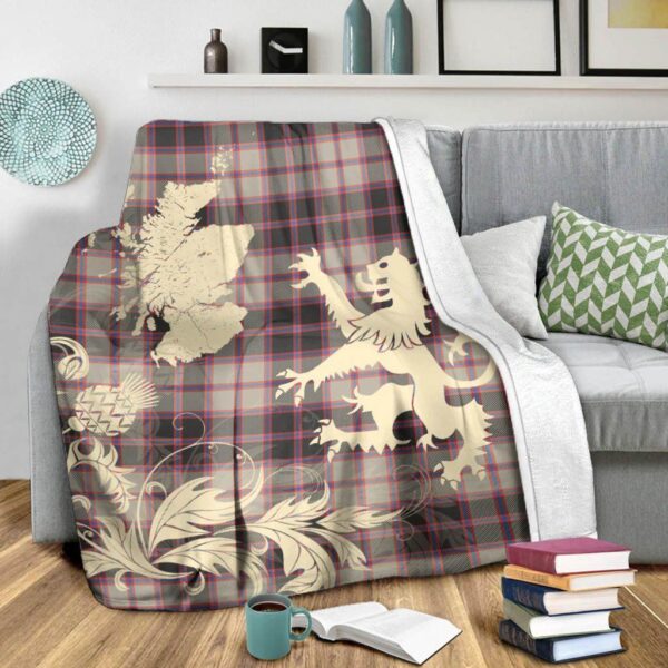 MacPherson Hunting Ancient Clan Blanket, Scottish Tartan MacPherson Hunting Ancient Clans Blanket Thistle Map Style - Image 3