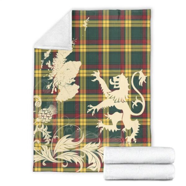 MacMillan Old Modern Clan Blanket, Scottish Tartan MacMillan Old Modern Clans Blanket Thistle Map Style