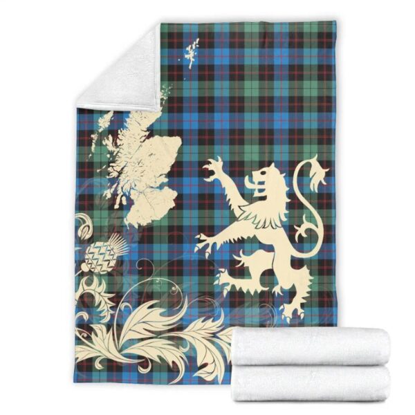 Guthrie Ancient Clan Blanket, Scottish Tartan Guthrie Ancient Clans Blanket Thistle Map Style