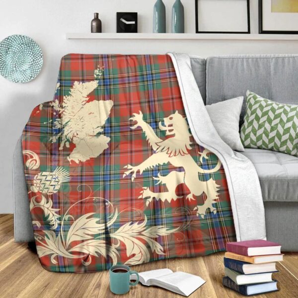 MacLean of Duart Ancient Clan Blanket, Scottish Tartan MacLean of Duart Ancient Clans Blanket Thistle Map Style - Image 3