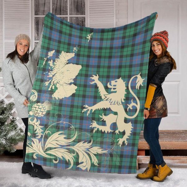 Morrison Ancient Clan Blanket, Scottish Tartan Morrison Ancient Clans Blanket Thistle Map Style - Image 2