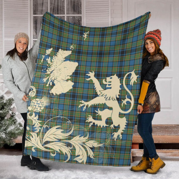 Gillies Ancient Clan Blanket, Scottish Tartan Gillies Ancient Clans Blanket Thistle Map Style - Image 2