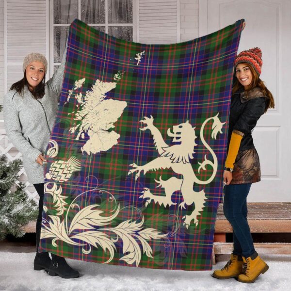 Cameron of Erracht Modern Clan Blanket, Scottish Tartan Cameron of Erracht Modern Clans Blanket Thistle Map Style - Image 2