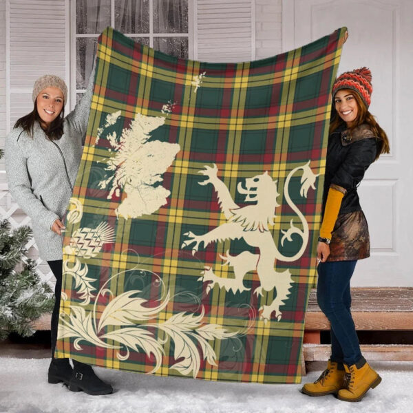 MacMillan Old Modern Clan Blanket, Scottish Tartan MacMillan Old Modern Clans Blanket Thistle Map Style - Image 2