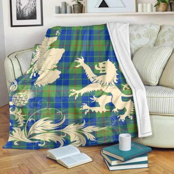 Barclay Hunting Ancient Clan Blanket, Scottish Tartan Barclay Hunting Ancient Clans Blanket Thistle Map Style - Image 5