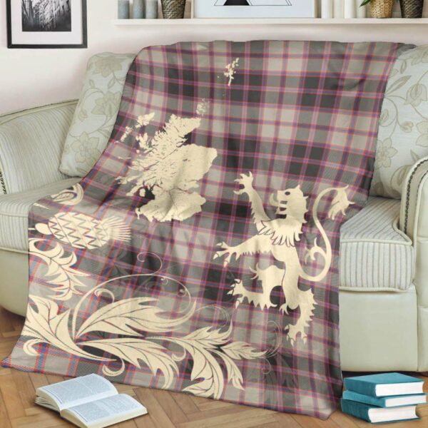 MacPherson Hunting Ancient Clan Blanket, Scottish Tartan MacPherson Hunting Ancient Clans Blanket Thistle Map Style - Image 4