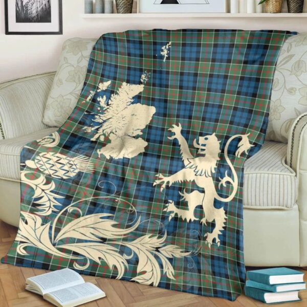 Colquhoun Ancient Clan Blanket, Scottish Tartan Colquhoun Ancient Clans Blanket Thistle Map Style - Image 4