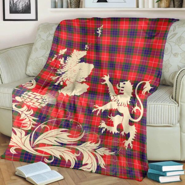 Fraser Modern Clan Blanket, Scottish Tartan Fraser Modern Clans Blanket Thistle Map Style - Image 4