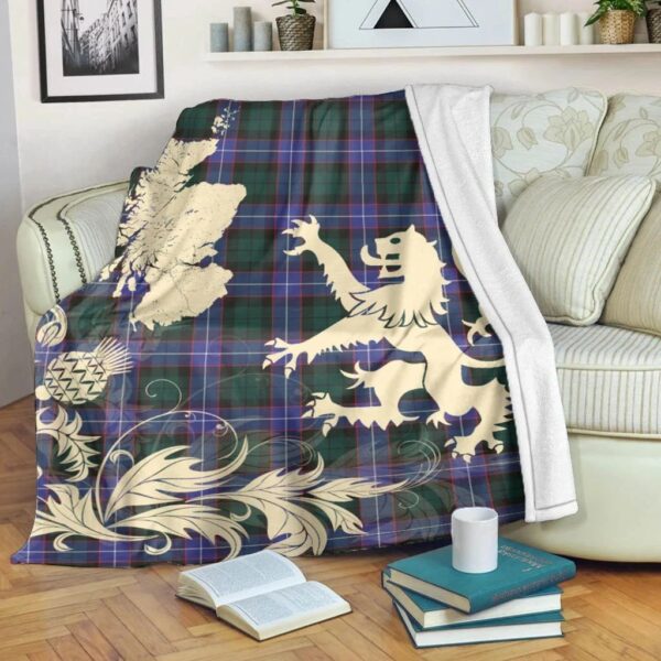 Guthrie Modern Clan Blanket, Scottish Tartan Guthrie Modern Clans Blanket Thistle Map Style - Image 5