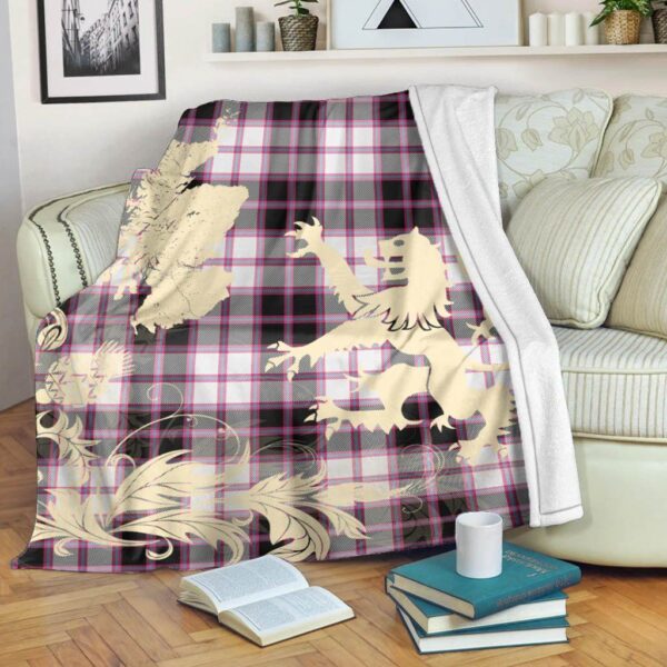 MacPherson Hunting Modern Clan Blanket, Scottish Tartan MacPherson Hunting Modern Clans Blanket Thistle Map Style - Image 5