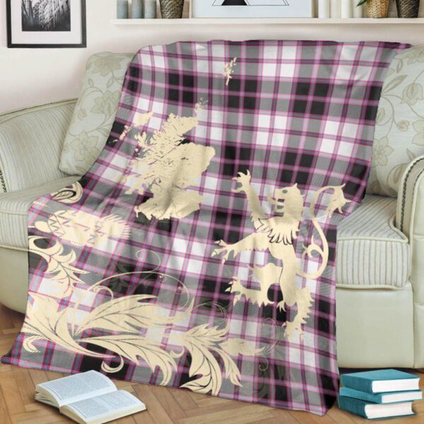 MacPherson Hunting Modern Clan Blanket, Scottish Tartan MacPherson Hunting Modern Clans Blanket Thistle Map Style - Image 4