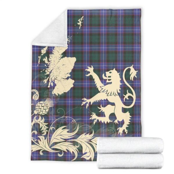 Guthrie Modern Clan Blanket, Scottish Tartan Guthrie Modern Clans Blanket Thistle Map Style