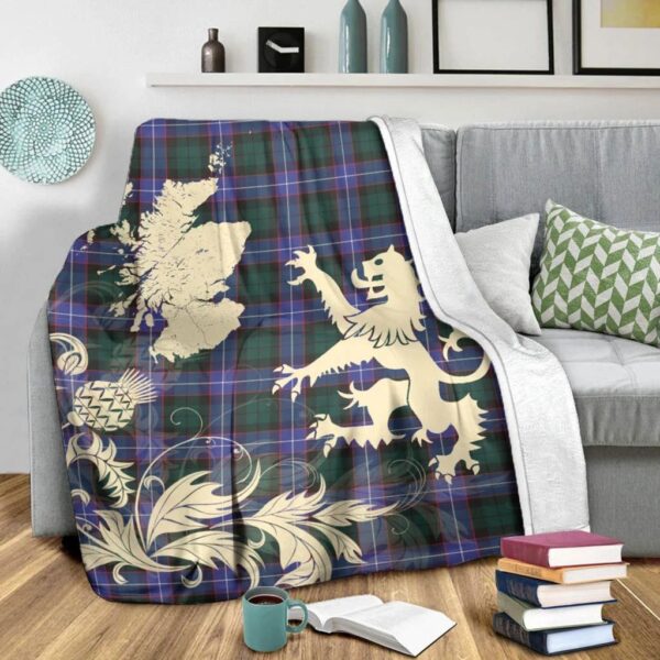 Guthrie Modern Clan Blanket, Scottish Tartan Guthrie Modern Clans Blanket Thistle Map Style - Image 3