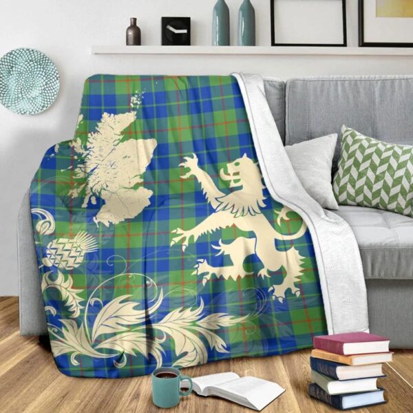 Barclay Hunting Ancient Clan Blanket, Scottish Tartan Barclay Hunting Ancient Clans Blanket Thistle Map Style - Image 3