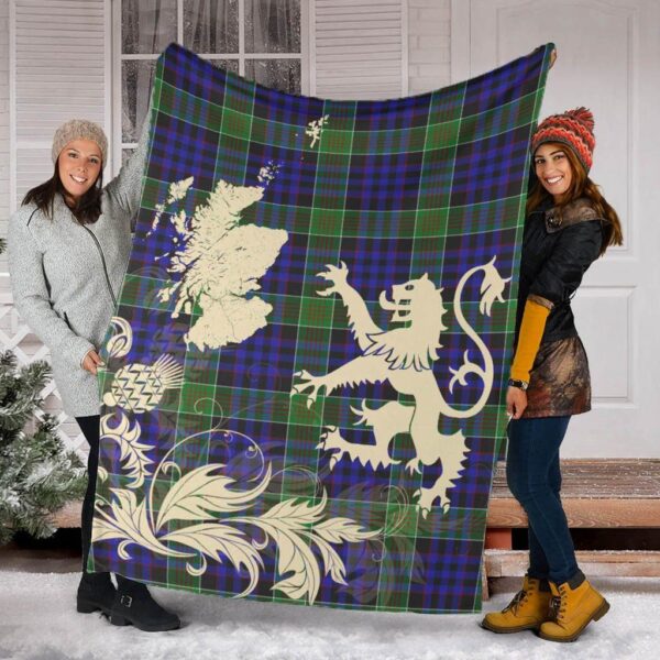 Newlands of Lauriston Clan Blanket, Scottish Tartan Newlands of Lauriston Clans Blanket Thistle Map Style - Image 2