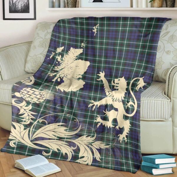 Graham of Montrose Modern Clan Blanket, Scottish Tartan Graham of Montrose Modern Clans Blanket Thistle Map Style - Image 4