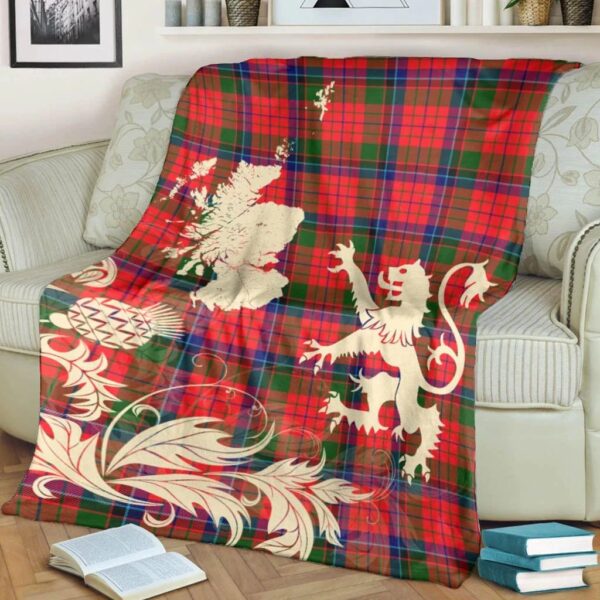 Nicolson Modern Clan Blanket, Scottish Tartan Nicolson Modern Clans Blanket Thistle Map Style - Image 4