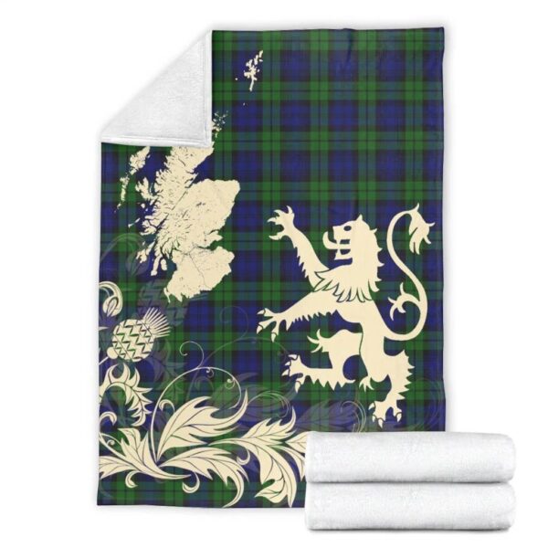 Campbell Modern Clan Blanket, Scottish Tartan Campbell Modern Clans Blanket Thistle Map Style