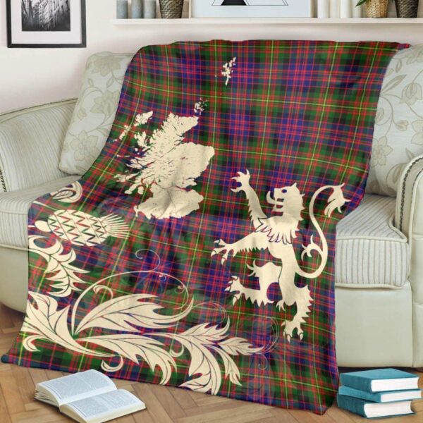 Carnegie Modern Clan Blanket, Scottish Tartan Carnegie Modern Clans Blanket Thistle Map Style - Image 4