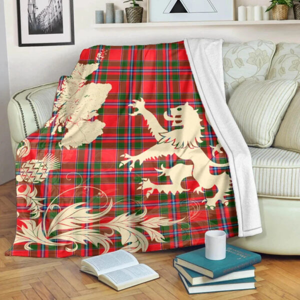 Perthshire District Clan Blanket, Scottish Tartan Perthshire District Clans Blanket Thistle Map Style - Image 5