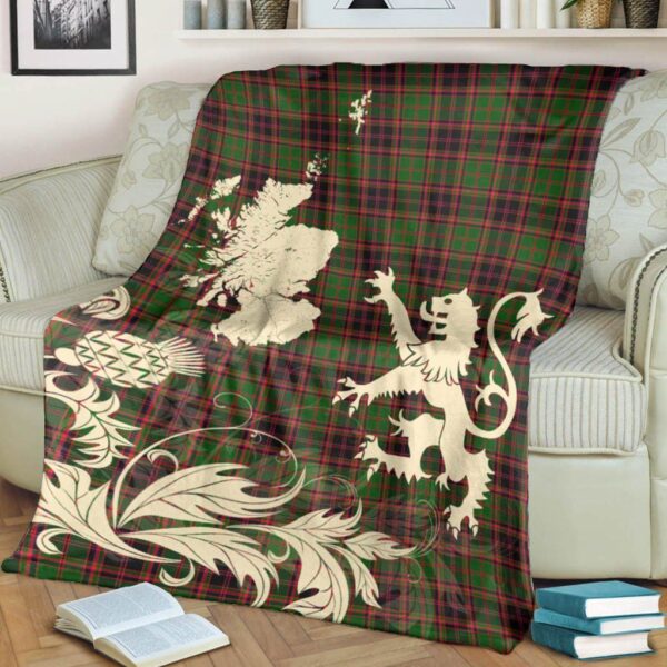 Buchanan Old Sett Clan Blanket, Scottish Tartan Buchanan Old Sett Clans Blanket Thistle Map Style - Image 4