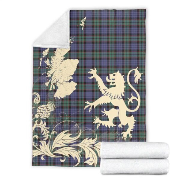 Fletcher Modern Clan Blanket, Scottish Tartan Fletcher Modern Clans Blanket Thistle Map Style