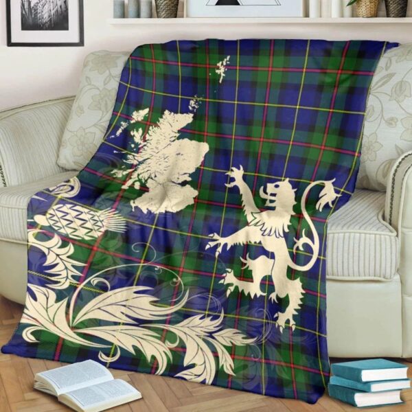 MacLeod of Harris Modern Clan Blanket, Scottish Tartan MacLeod of Harris Modern Clans Blanket Thistle Map Style - Image 4