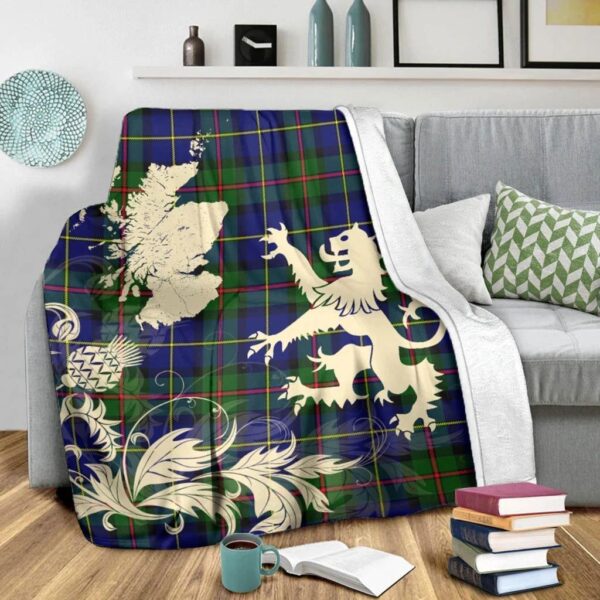 MacLeod of Harris Modern Clan Blanket, Scottish Tartan MacLeod of Harris Modern Clans Blanket Thistle Map Style - Image 3