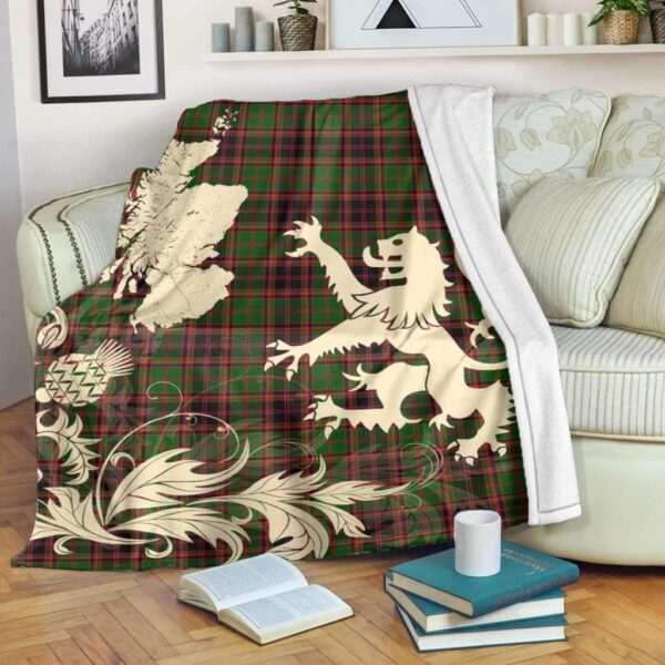 Buchanan Old Sett Clan Blanket, Scottish Tartan Buchanan Old Sett Clans Blanket Thistle Map Style - Image 5