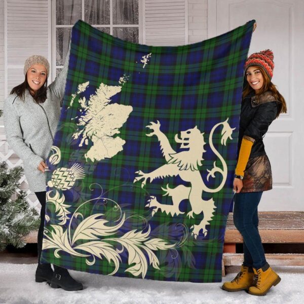 Campbell Modern Clan Blanket, Scottish Tartan Campbell Modern Clans Blanket Thistle Map Style - Image 2