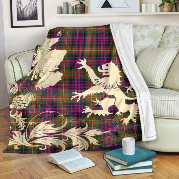 Carnegie Modern Clan Blanket, Scottish Tartan Carnegie Modern Clans Blanket Thistle Map Style - Image 5