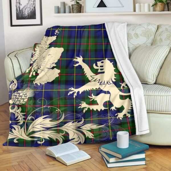 MacLeod of Harris Modern Clan Blanket, Scottish Tartan MacLeod of Harris Modern Clans Blanket Thistle Map Style - Image 5