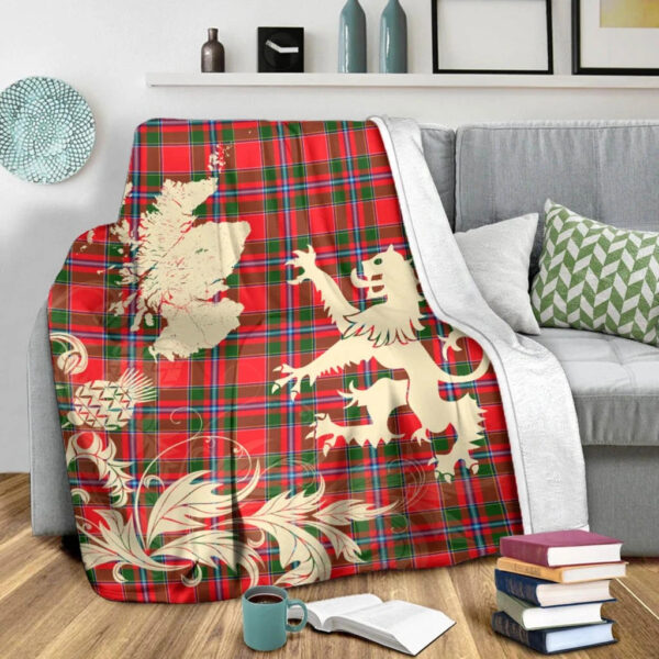 Perthshire District Clan Blanket, Scottish Tartan Perthshire District Clans Blanket Thistle Map Style - Image 3