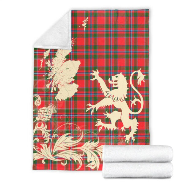 Perthshire District Clan Blanket, Scottish Tartan Perthshire District Clans Blanket Thistle Map Style