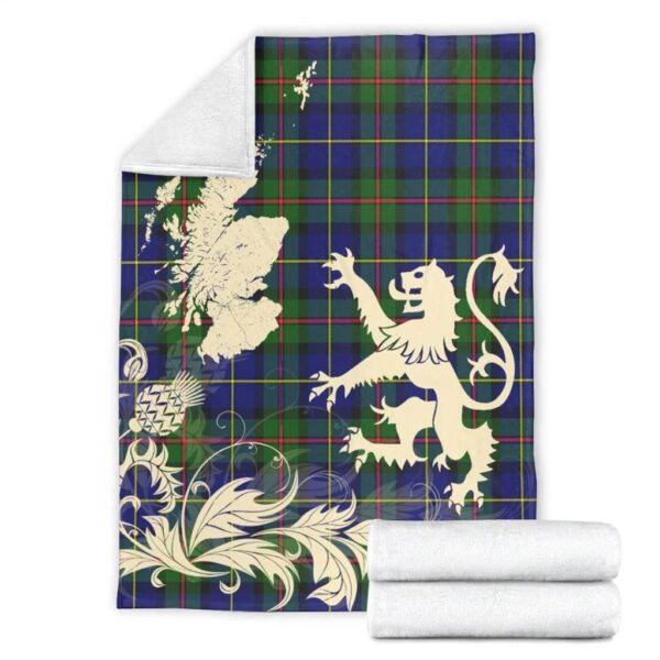 MacLeod of Harris Modern Clan Blanket, Scottish Tartan MacLeod of Harris Modern Clans Blanket Thistle Map Style