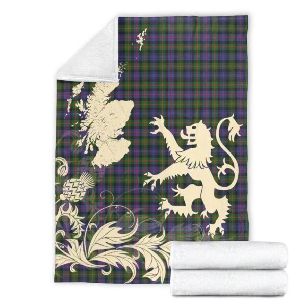 Murray of Atholl Modern Clan Blanket, Scottish Tartan Murray of Atholl Modern Clans Blanket Thistle Map Style